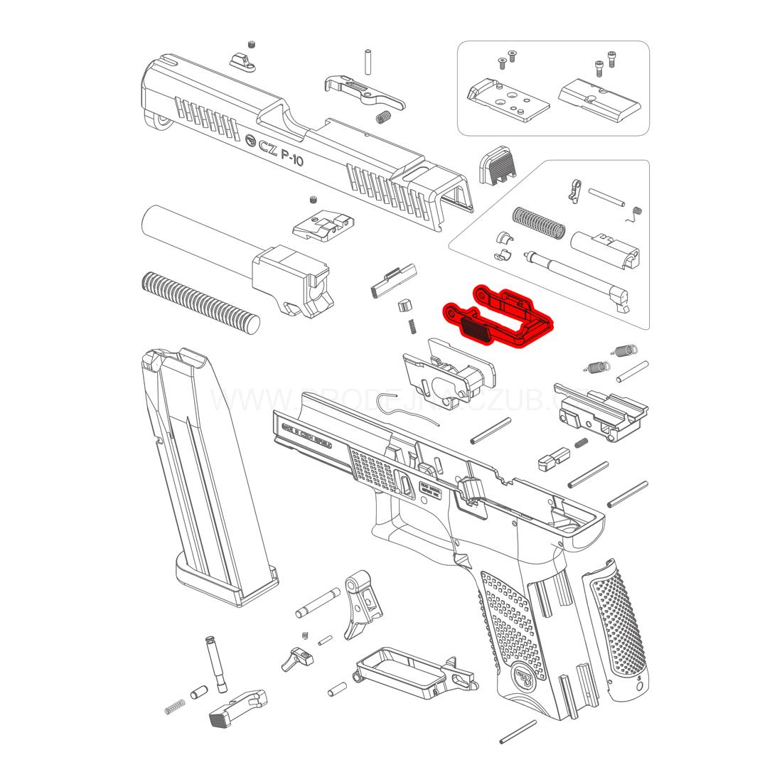 Záchyt závěru pro CZ P-10S / C / SC / F díl č.6
