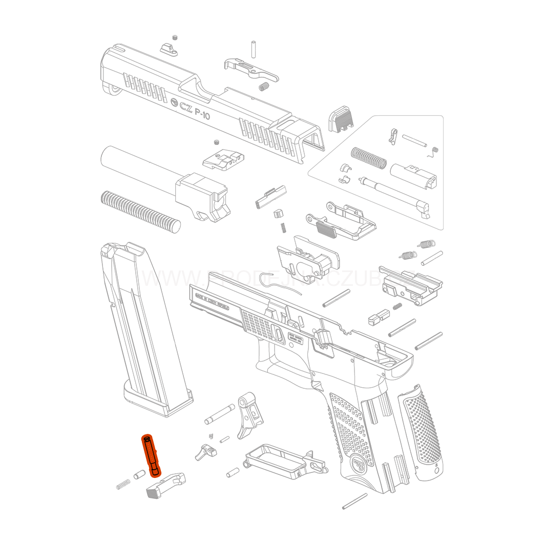 Čep zádržky zásobníku pro CZ P-10S / C / SC / F díl č.9