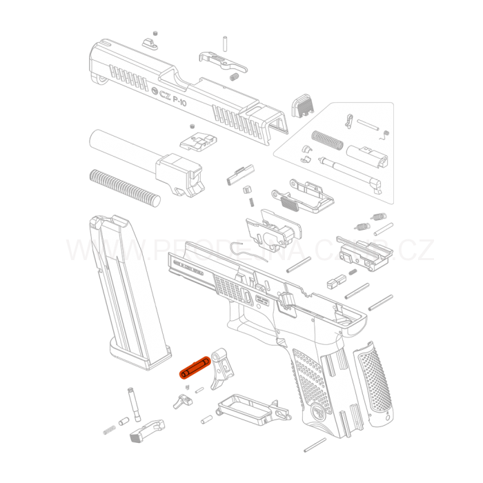 Čep předního kontejneru pro CZ P-10S / C / SC / F díl č.35