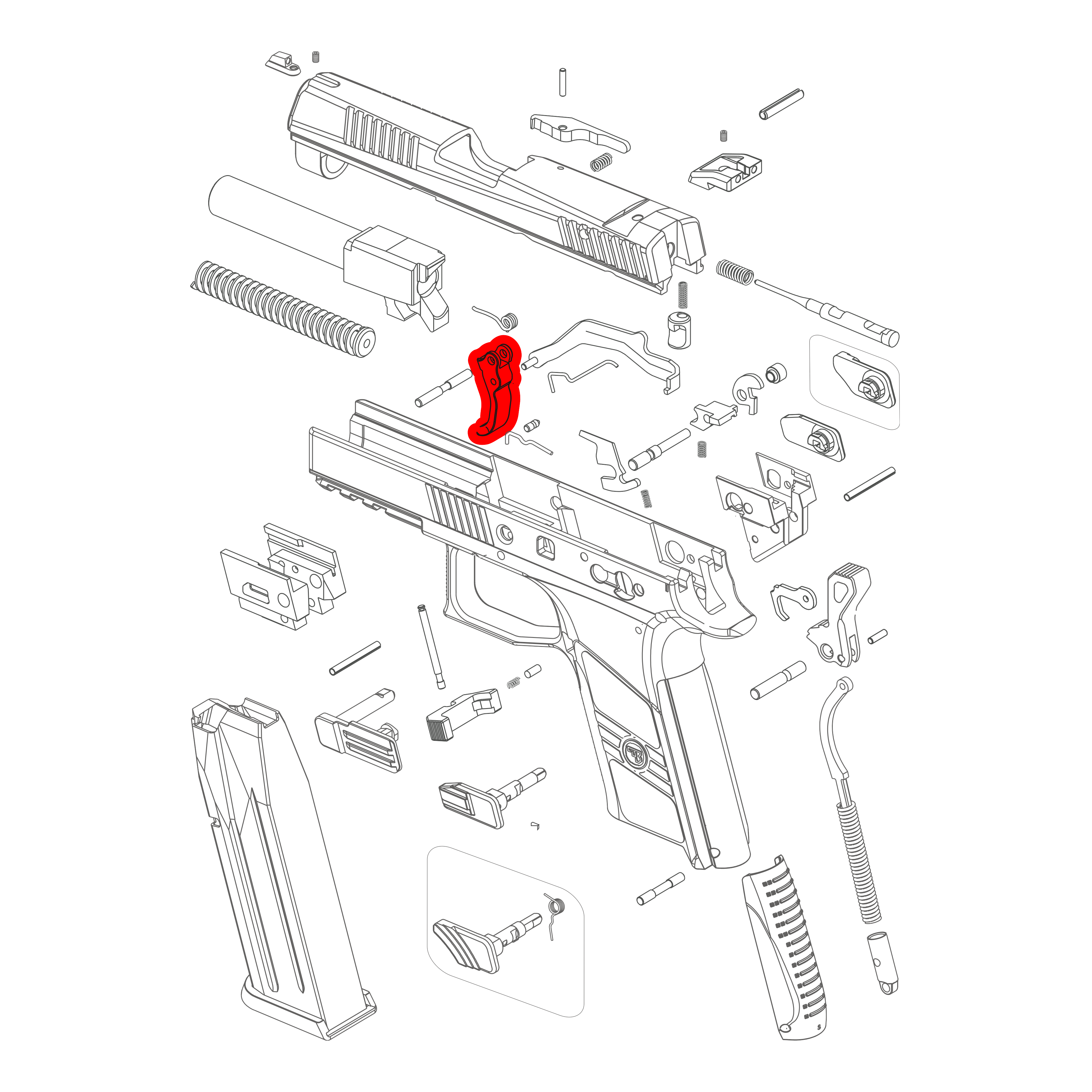 Spoušť pro CZ P-07 a CZ P-09 díl č. 8