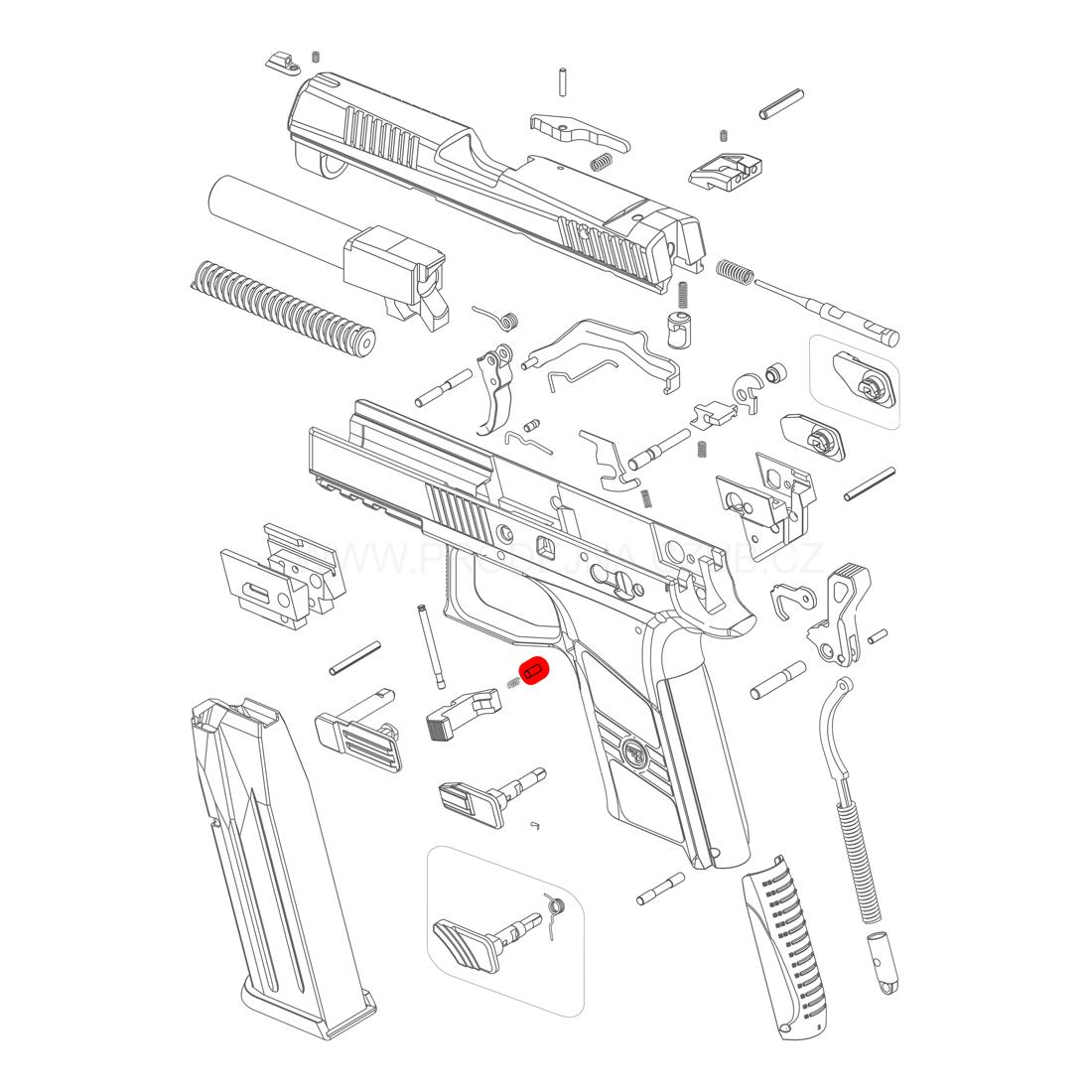 Kolík zádržky zásobníku pro CZ P-07 a CZ P-09 díl č. 34