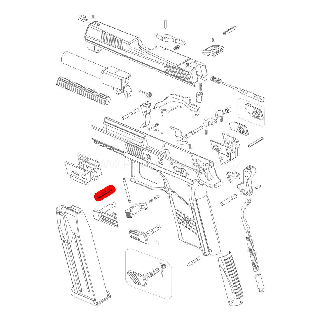 Čep předního kontejneru pro CZ P-07 a CZ P-09 díl č. 35