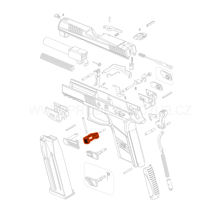 Zádržka zásobníku pro CZ P-07 a CZ P-09 díl č. 19