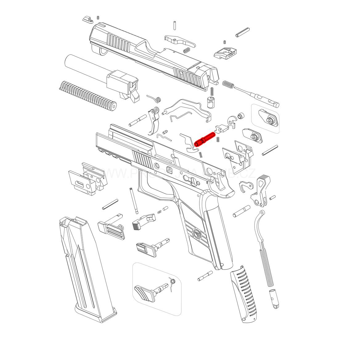 Čep záchytu kohoutu pro CZ P-07 a CZ P-09 díl č.: 28