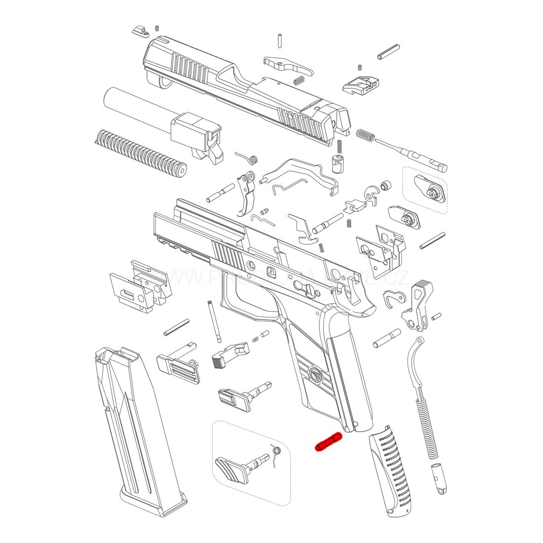 Čep zátky bycí pružiny pro CZ P-07 a CZ P-09 díl č.: 32