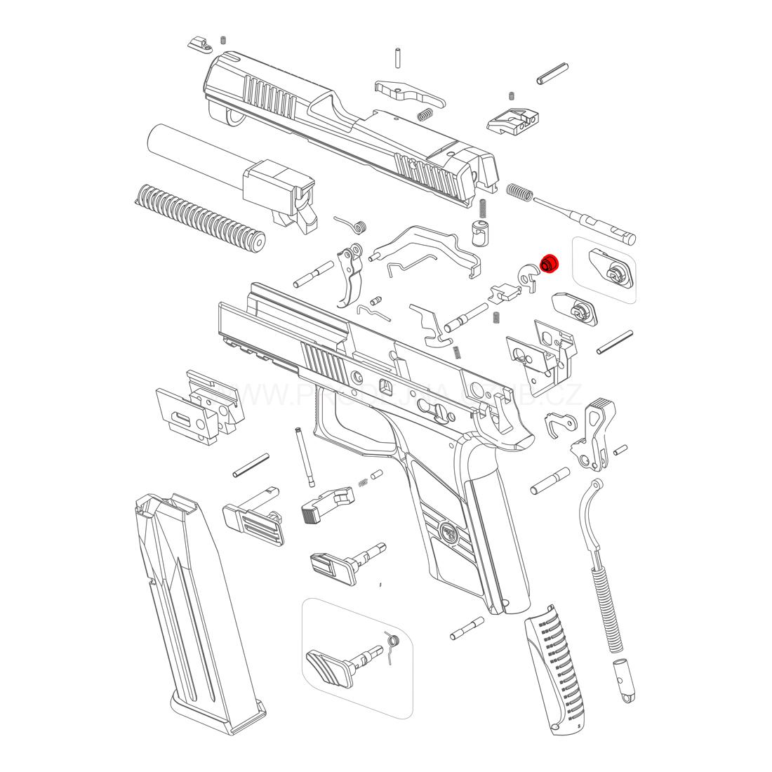 Vypínač táhla pro CZ P-07 a CZ P-09 díl č.: 14