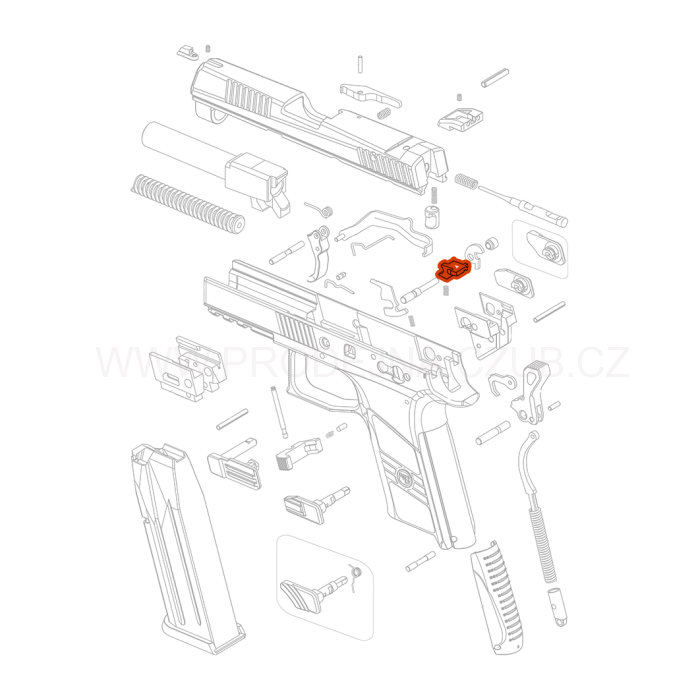 Záchyt kohoutu pro CZ P-07 a CZ P-09 díl č.: 10