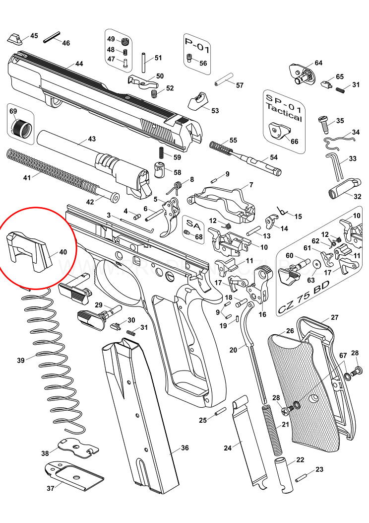 Podavač zásobníku pro CZ 75/85, CZ 75 DC