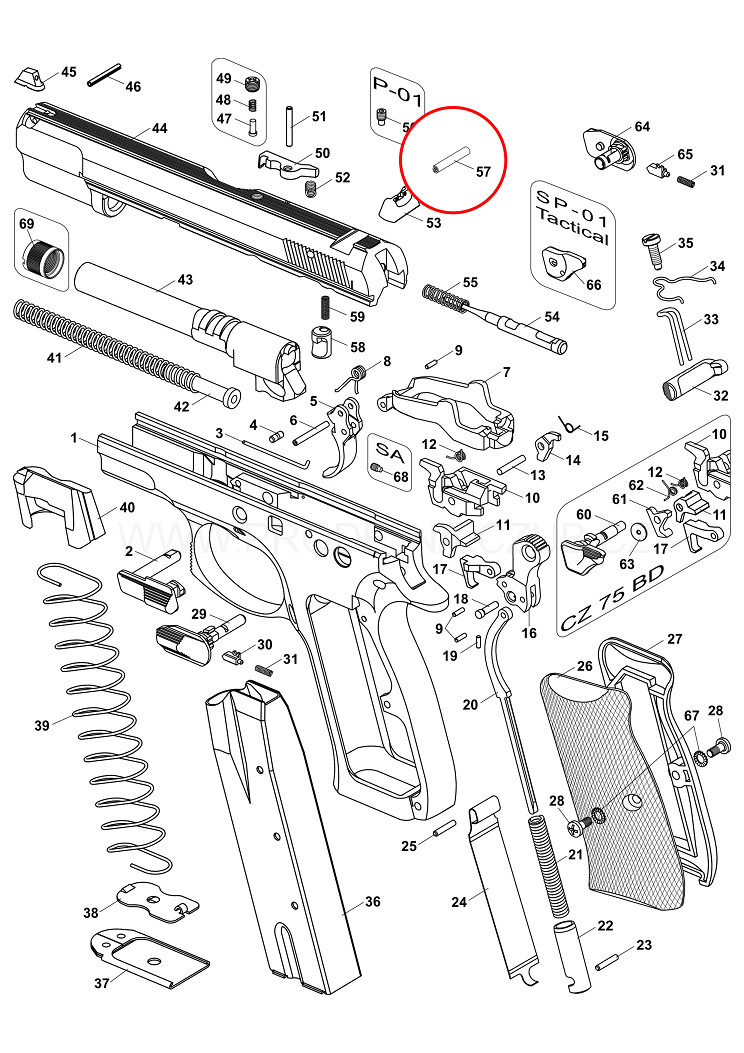Kolík zápalníku Spirol CZ 75 / 85 / SP-01 