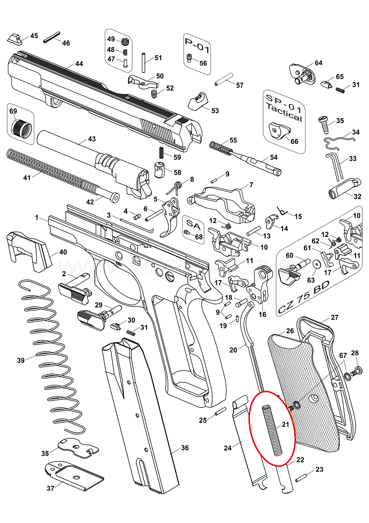 Bicí pružina pro CZ 75/85, CZ SP-01 Shadow