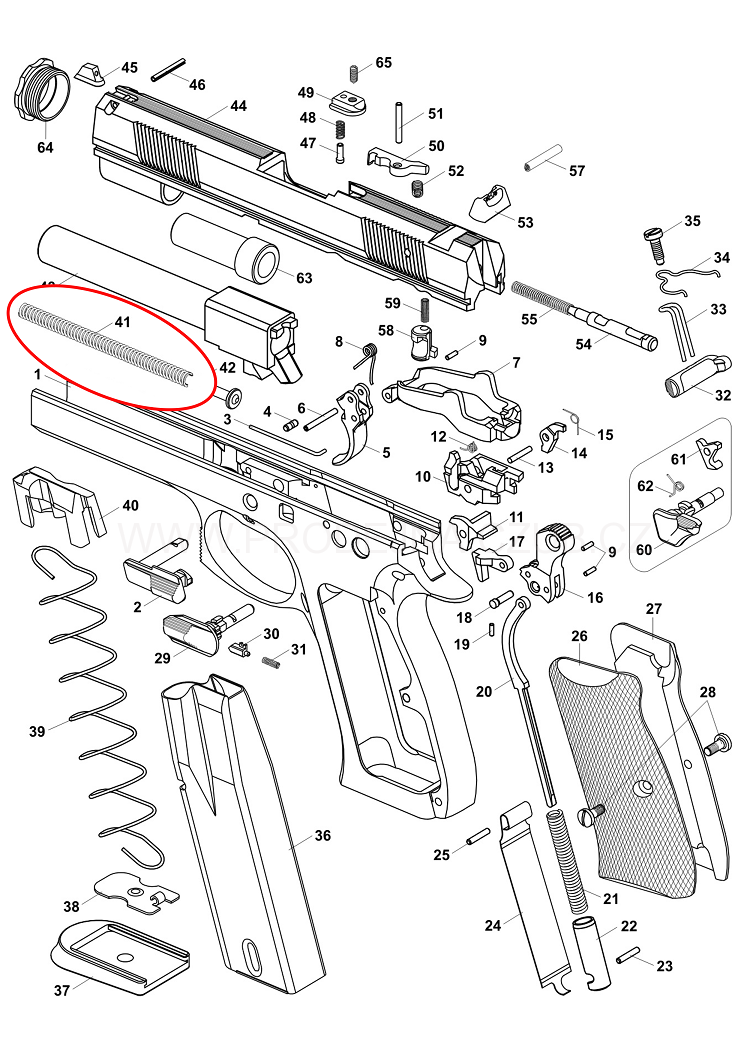 Vratná pružina pro CZ 97, CZ 75 TS