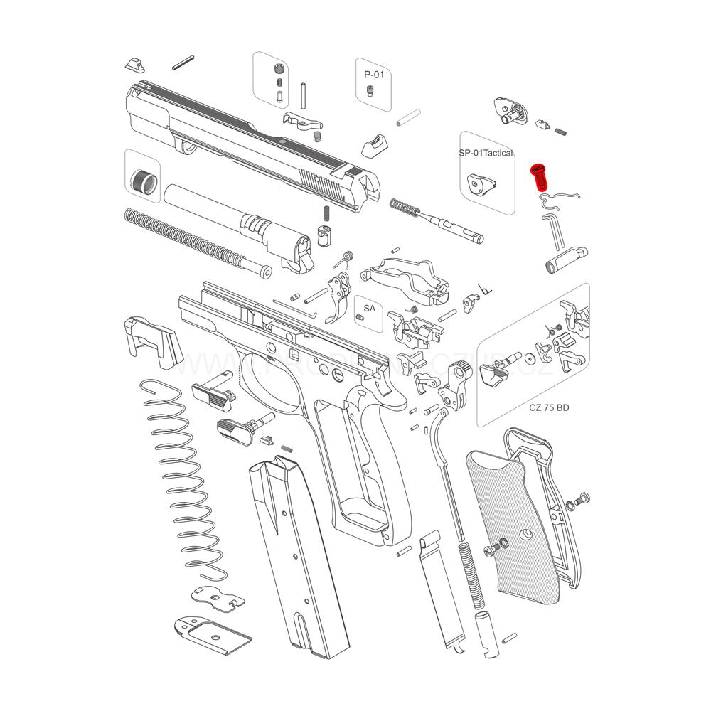 Šroub pružiny zádržky zásobníku 