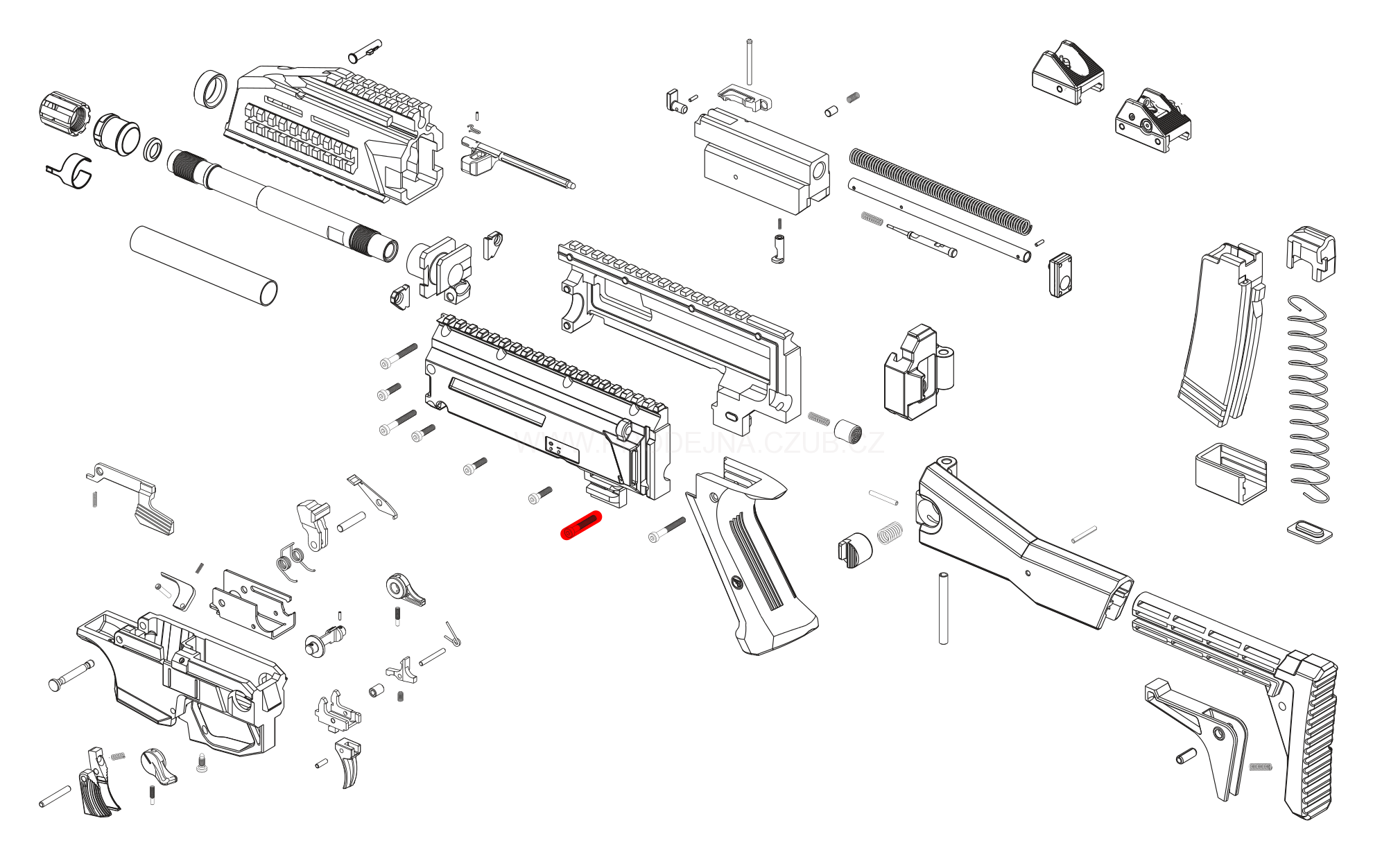 Šroub M4x24,5 pro CZ Scorpion Evo 3 S1 díl č.17
