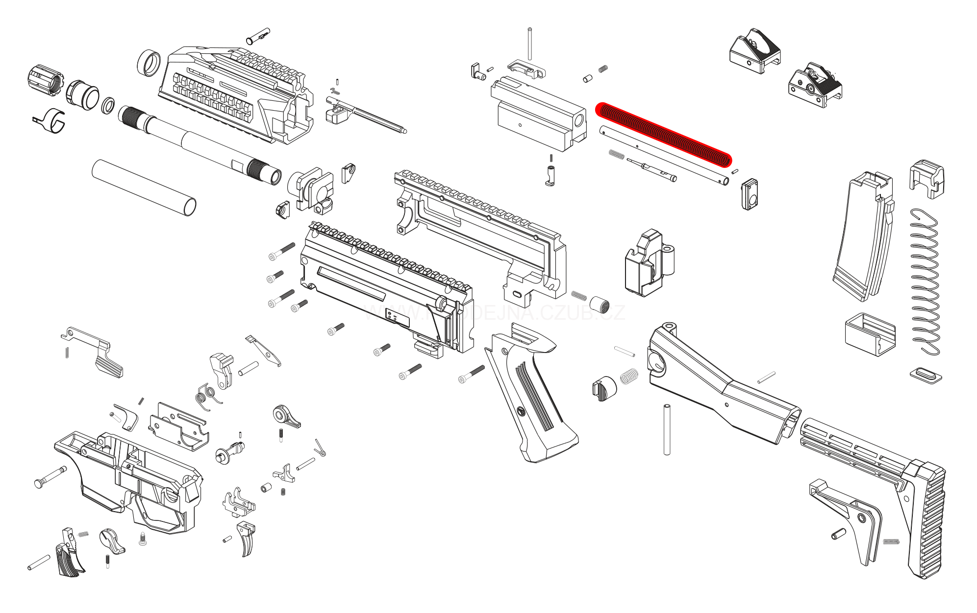 Vratná pružina pro CZ Scorpion Evo 3 S1 díl č.35a