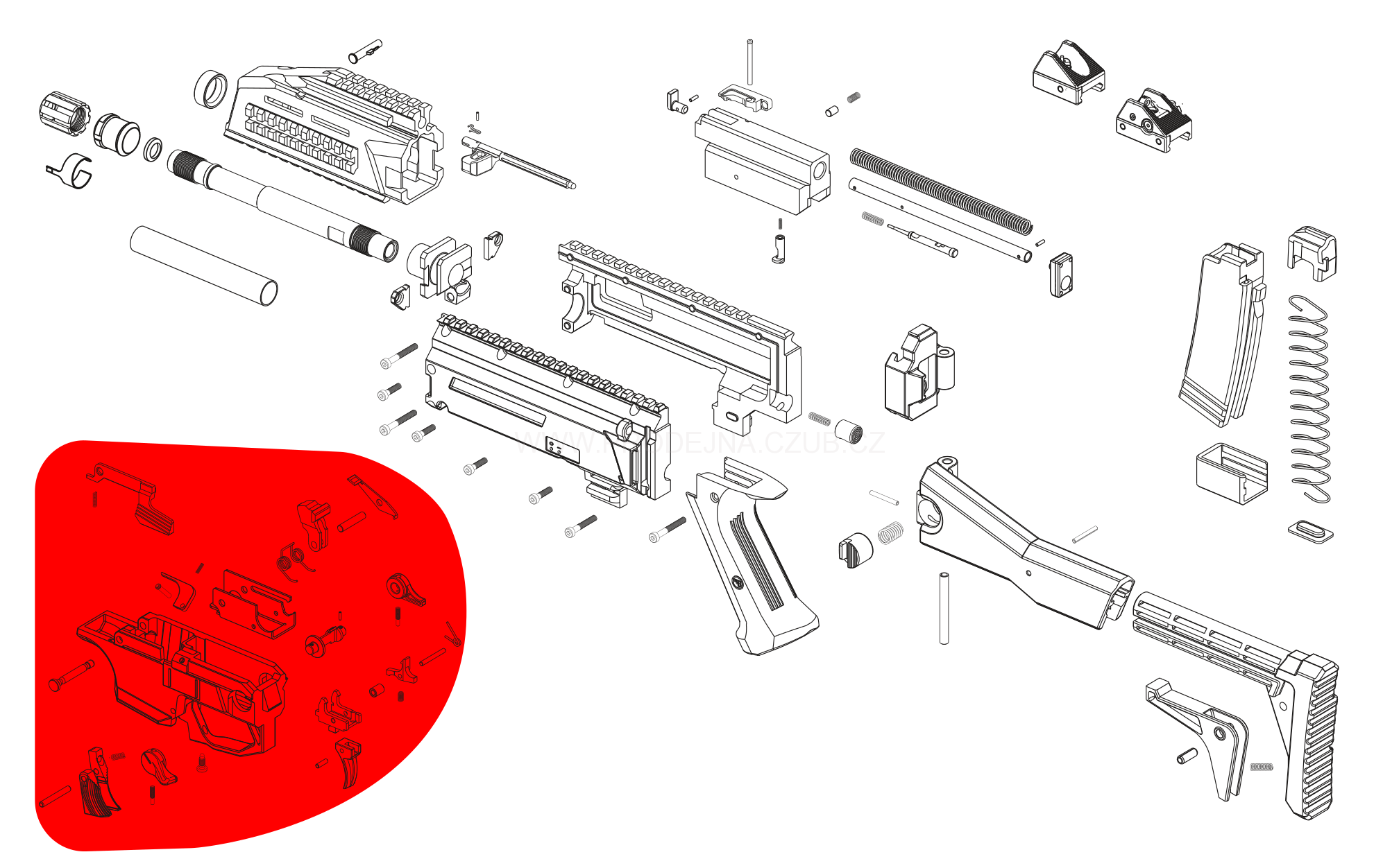 Spoušťový mechanizmus úplný pro CZ Scorpion Evo 3 S1 