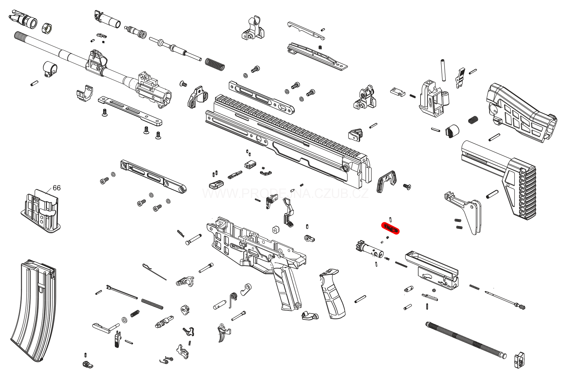 Vytahovač pro CZ Bren 2Ms v ráži 7,62x39 díl č.: 46