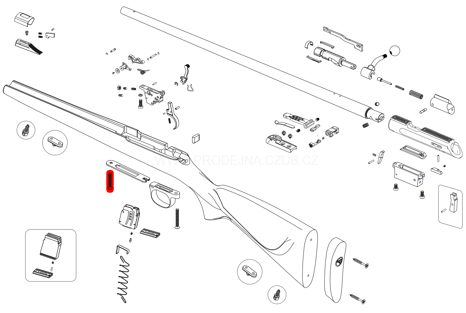 Šroub spojovací přední pro CZ 457 díl č.:73