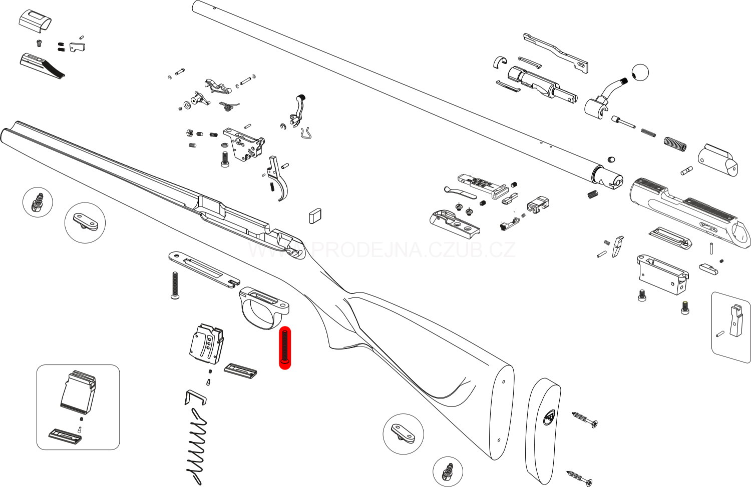 Šroub spojovací zadní pro CZ 457 díl č.:74