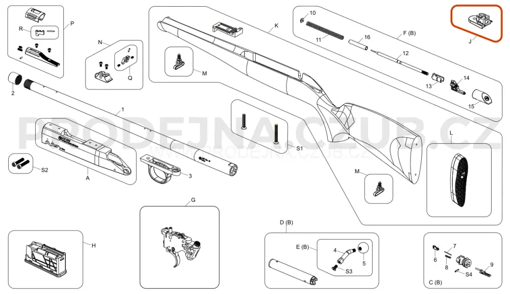 Kontejner zádržky zásobníku -sestava