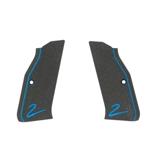 Pažbičky CZ Shadow 2 Compact; G10, černo-modré PLOCHÉ