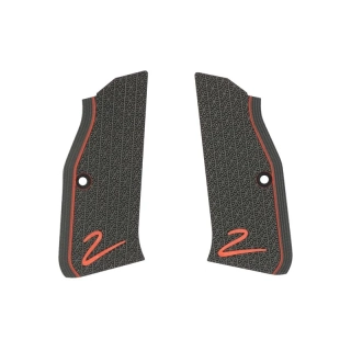 Pažbičky CZ Shadow 2 Compact; G10, černo-červené PLOCHÉ